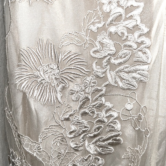 RARE Anthro Yoana Baraschi Vintage Ivory Embroidered Tulle Lace Slip Dress - 10 - Picture 11 of 15